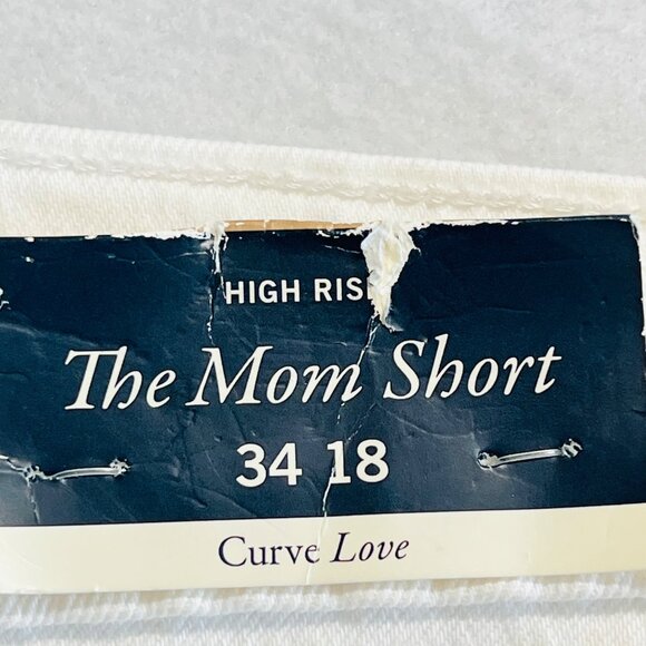 Abercrombie & Fitch Women Stretch White High Rise The Mom Short Plus Sz 18 NWT - Picture 3 of 9